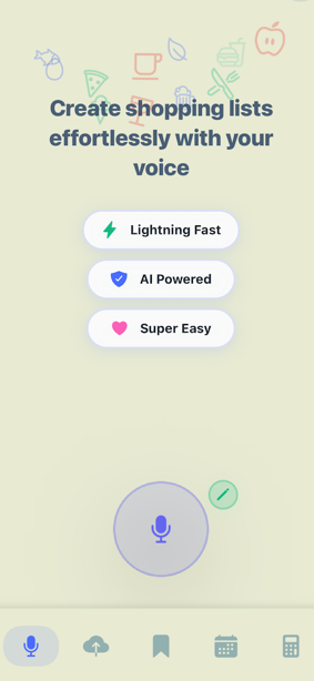 Manual shopping list interface